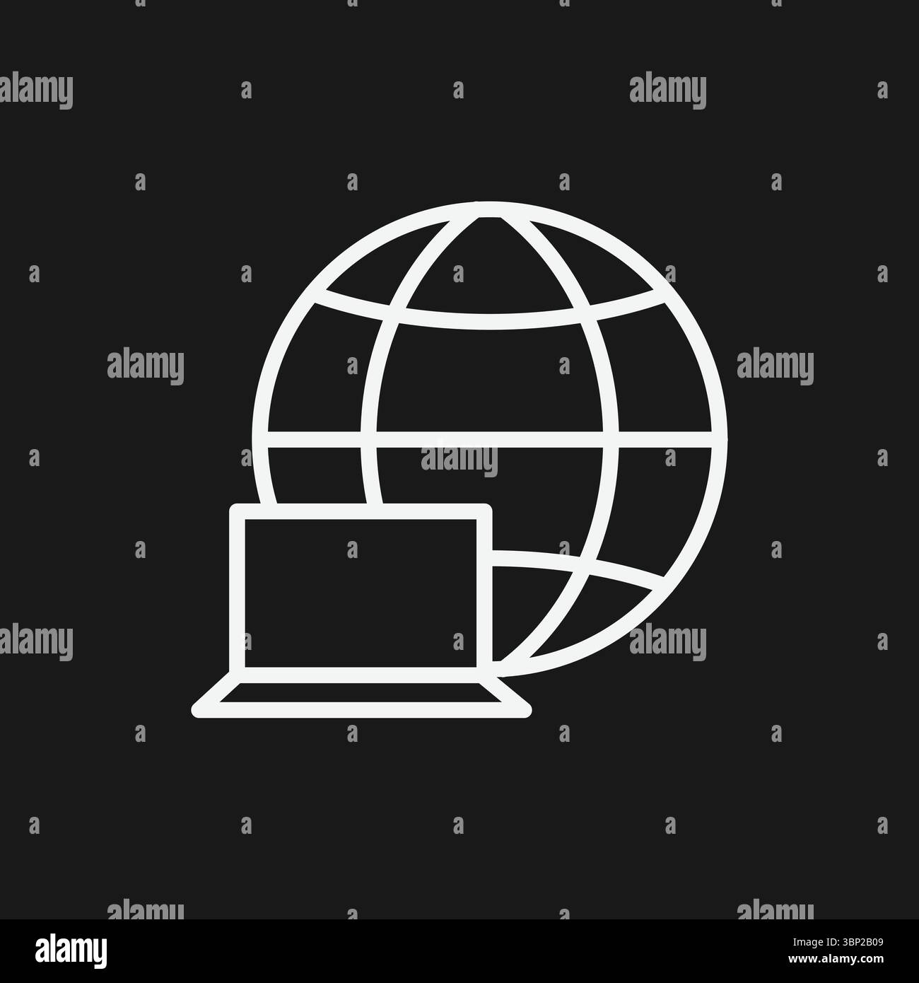 Globale Internetverbindung und World Wide Web-Symbol mit Laptop für Fernzugriff und Online-Kommunikation Stock Vektor