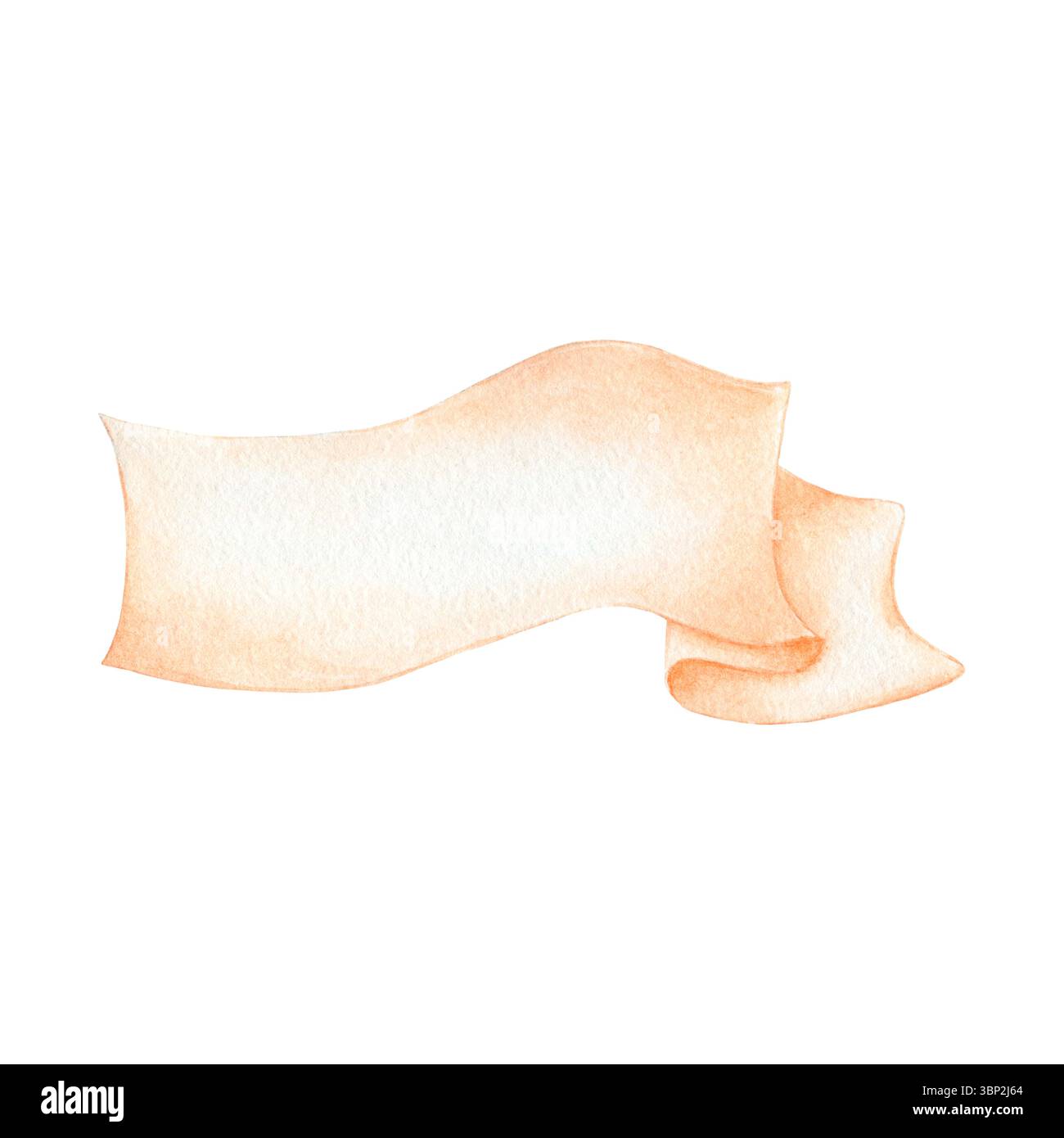 Papyrusband mit Aquarellfarbe. Handgezeichnete Bildlaufdarstellung. Zeichnung einer leeren Handschrift für Text. Vorlage mit einem Banner in Beige- und Brauntönen. RO Stockfoto