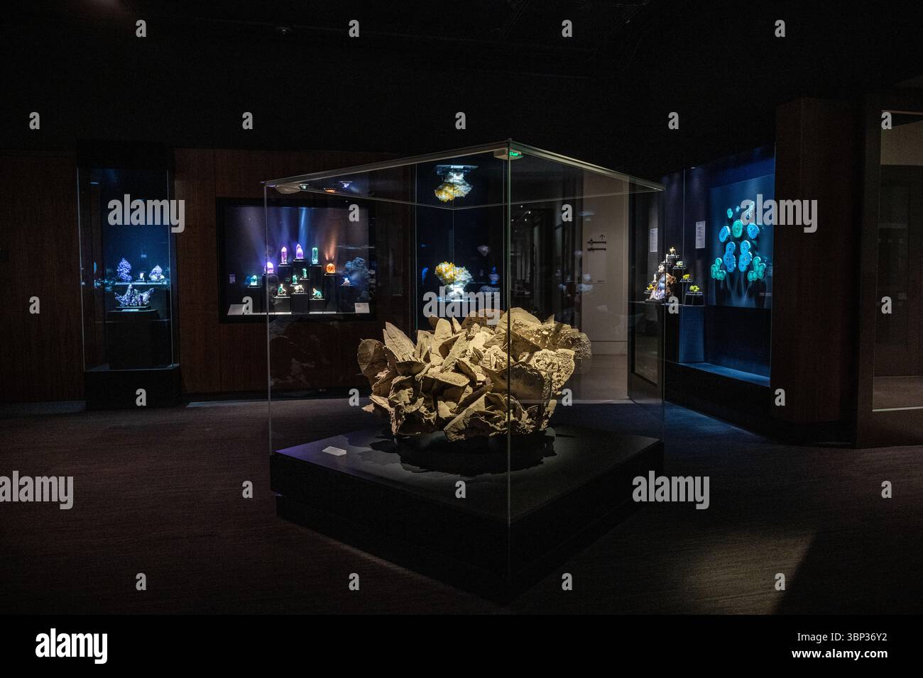 Yale Peabody Museum, Hall of Minerals, Earth und Space. Die Ausstellung Peabody's Minerals zeigt Exemplare, die zu den besten überhaupt gehören Stockfoto