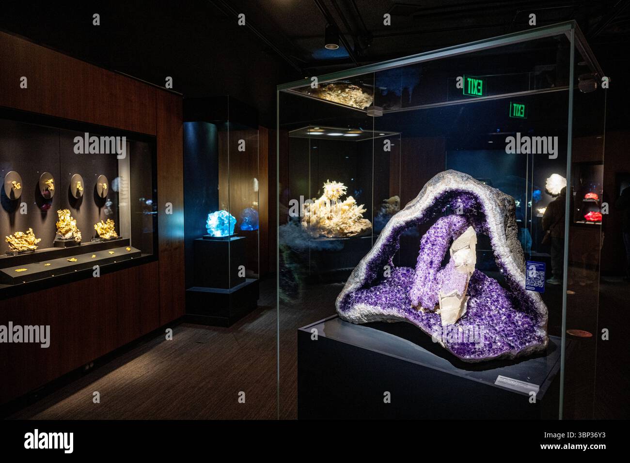 Yale Peabody Museum, Hall of Minerals, Earth und Space. Die Ausstellung Peabody's Minerals zeigt Exemplare, die zu den besten überhaupt gehören Stockfoto