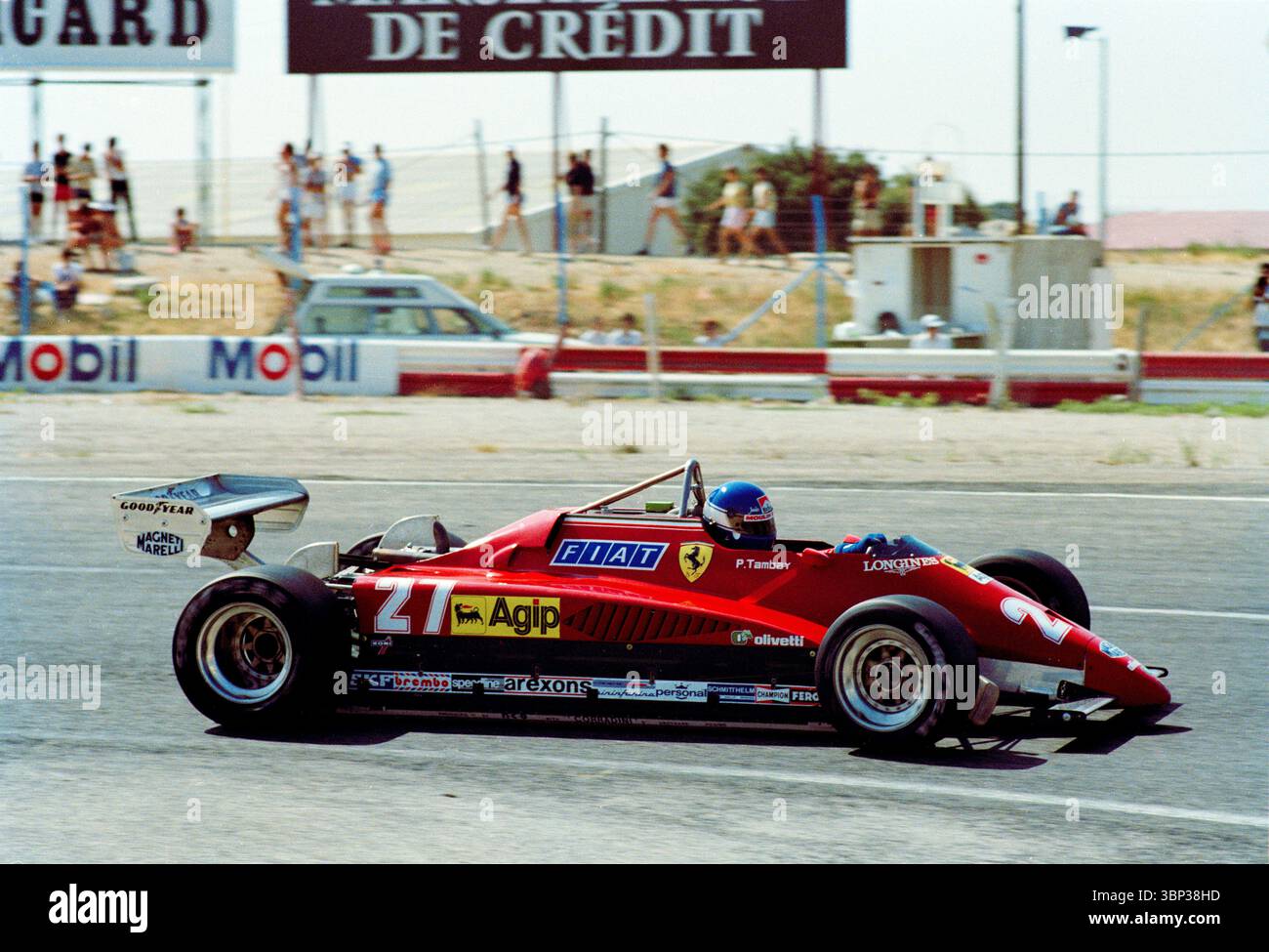1982 Patrick Tambay - Scuderia Ferrari Spa SEFAC - Ferrari 126C2 - F1 Grand Prix von Frankreich - Paul Ricard - Imacon Original Negat Stockfoto