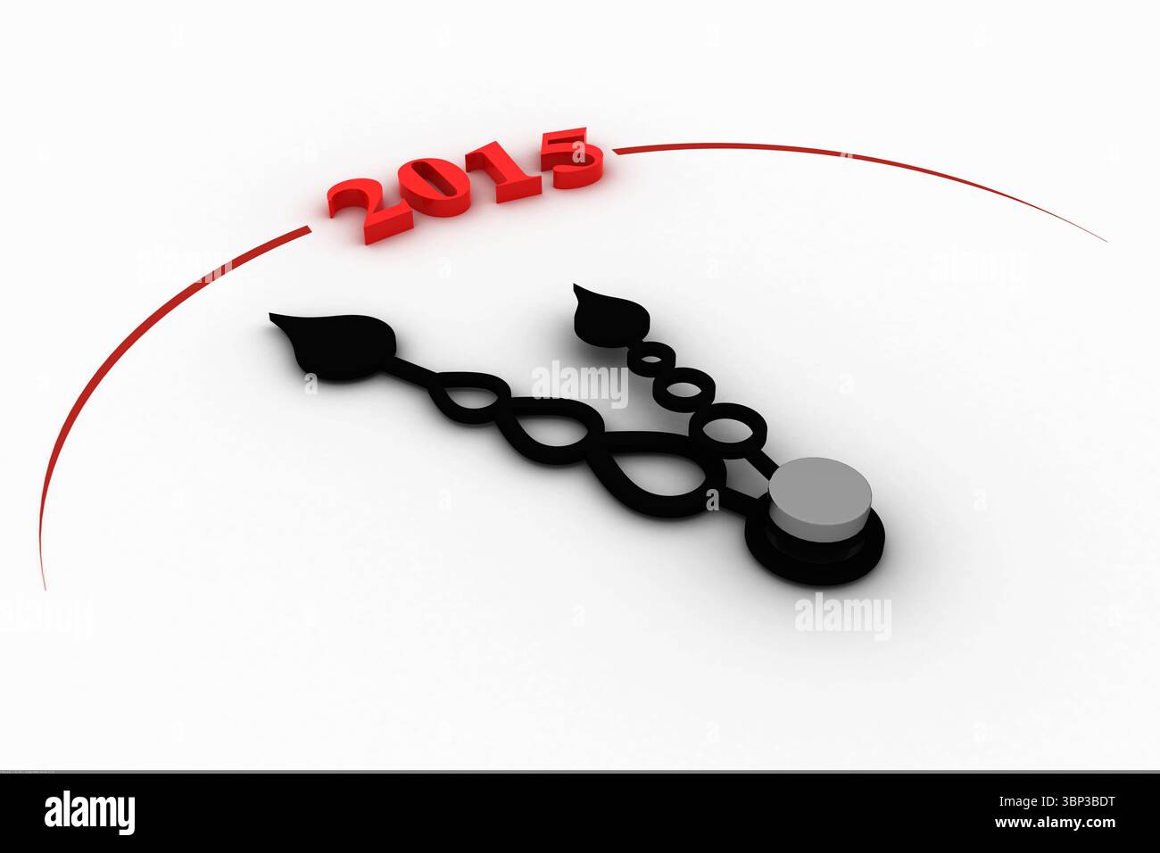 Illustratives Bild von 2015 auf Uhr Stockfoto