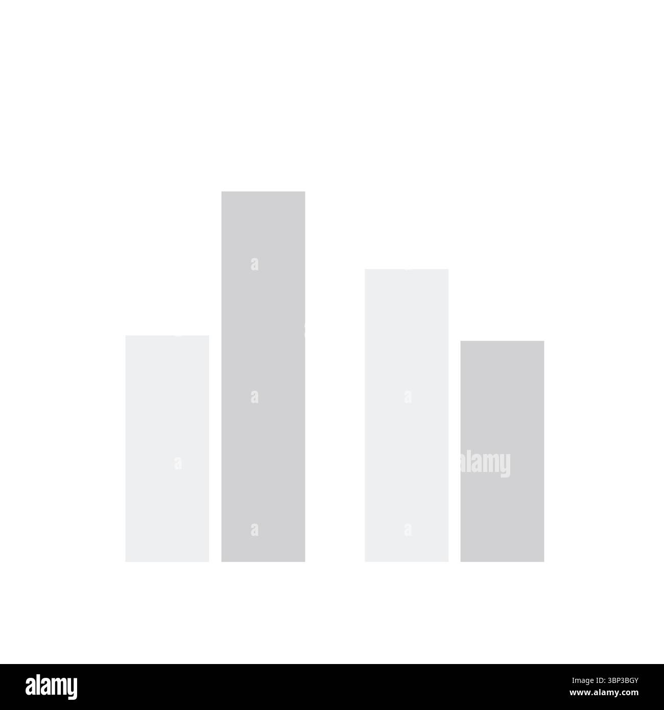 Graues Balkendiagramm isoliert vor weißem Hintergrund Stockfoto