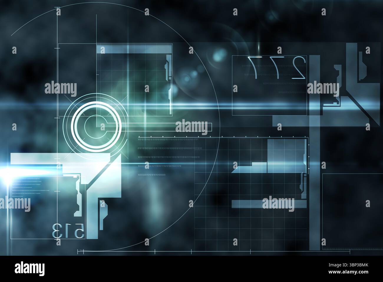 Schwarzen Technikgestaltung mit Glanz Stockfoto