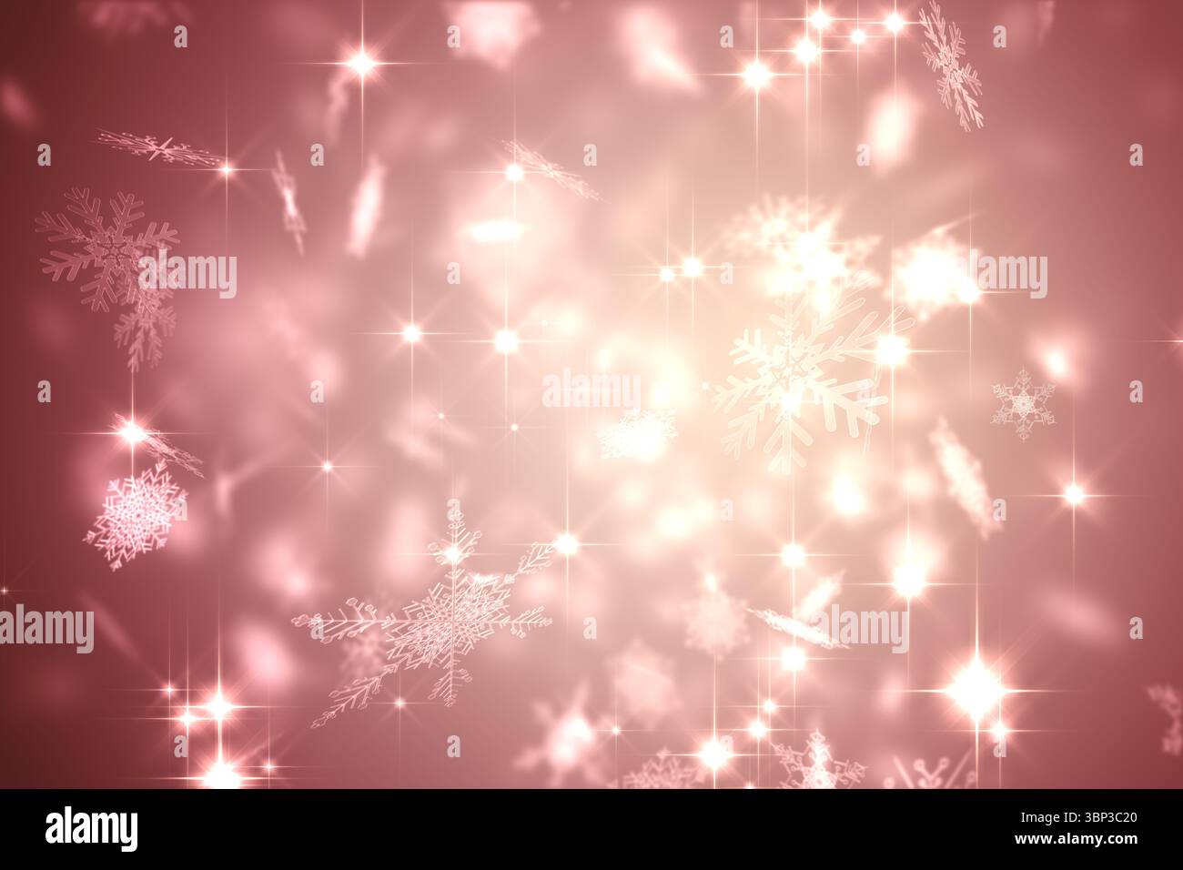 Schneeflocken-Design schimmert auf Rot Stockfoto