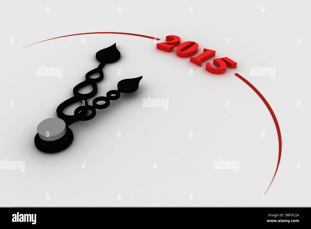 Abbildung: 2015 auf der Uhr Stockfoto