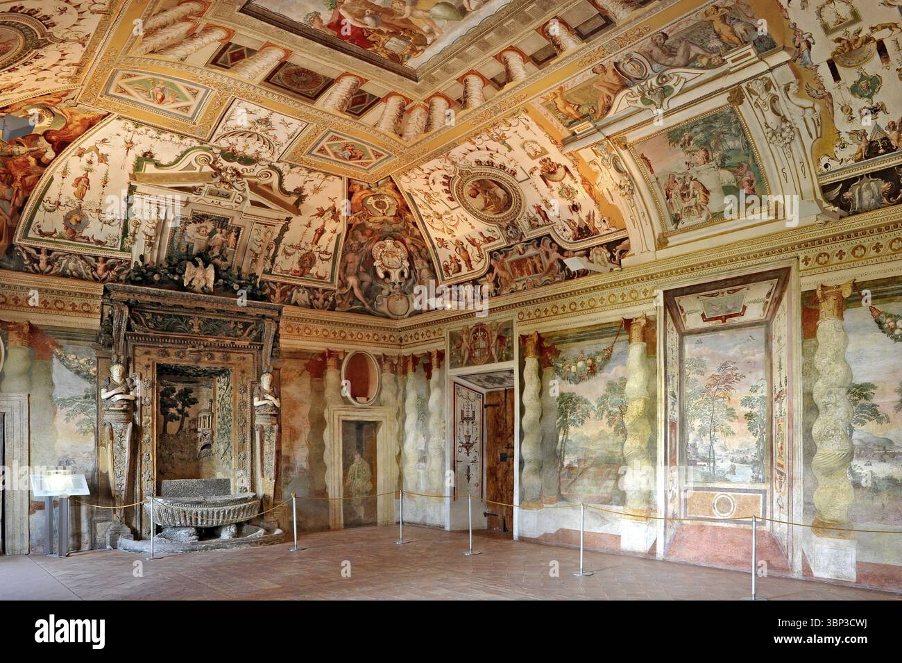 Salone della Fontana, Brunnensaal, römische manieristische Fresken, Residenzpalast Villa d'Este, UNESCO-Weltkulturerbe, Tivoli, Metropolstadt Stockfoto