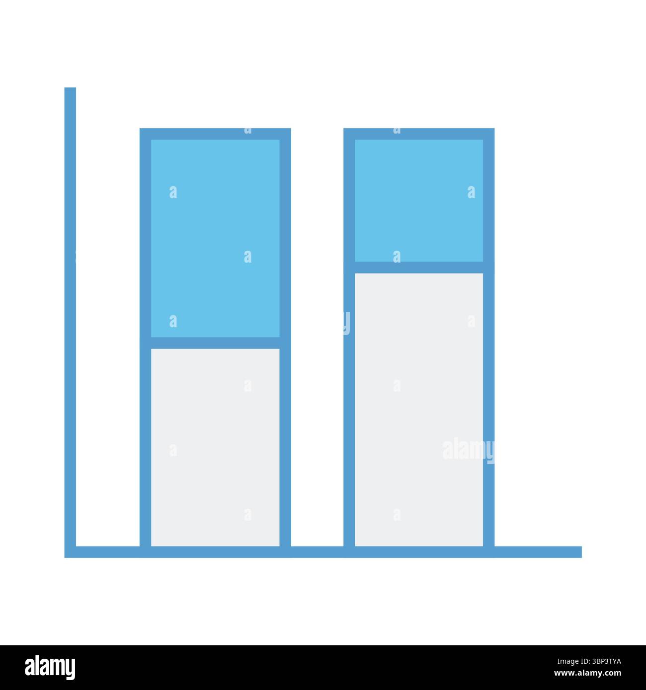 Blaues Balkendiagramm vor weißem Hintergrund Stockfoto