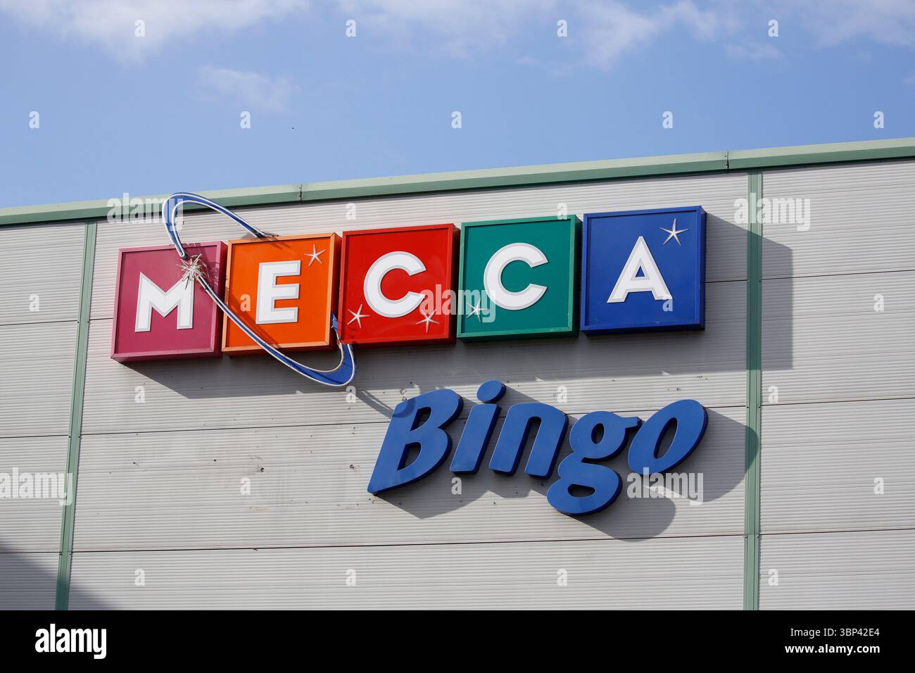 Mecca Bingo Firmenzeichen und Logo in Wakefield, West Yorkshire, Großbritannien. Oktober 2015 Stockfoto