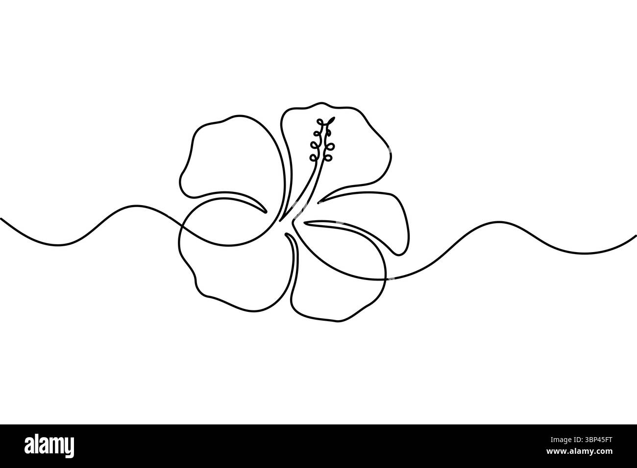 Hibiskus Blume eine Linie Zeichnung minimalistische Vektor Illustration Stock Vektor