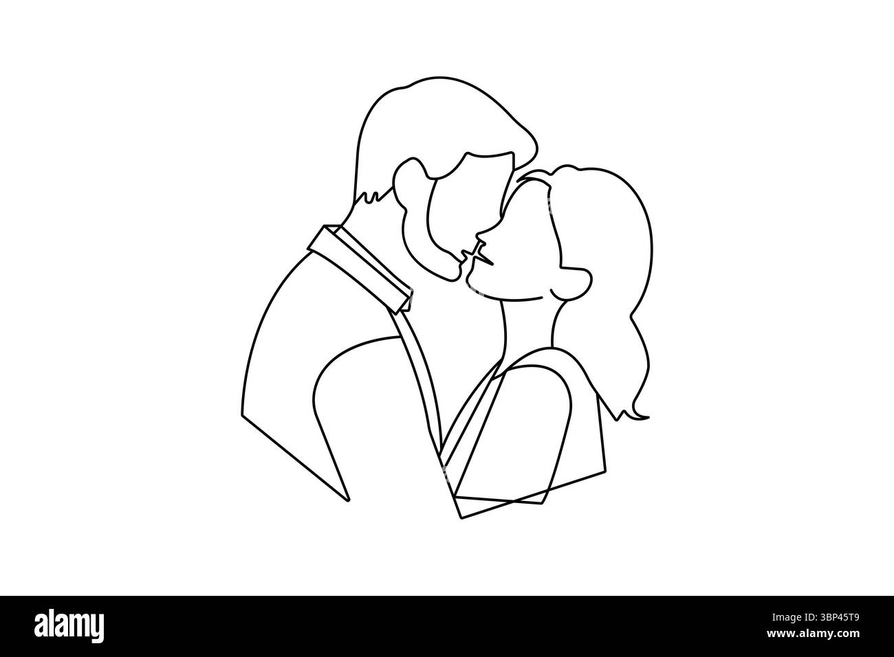 Paare küssen durchgehende eine Linie Zeichnung minimalistische Vektor-Illustration Stock Vektor