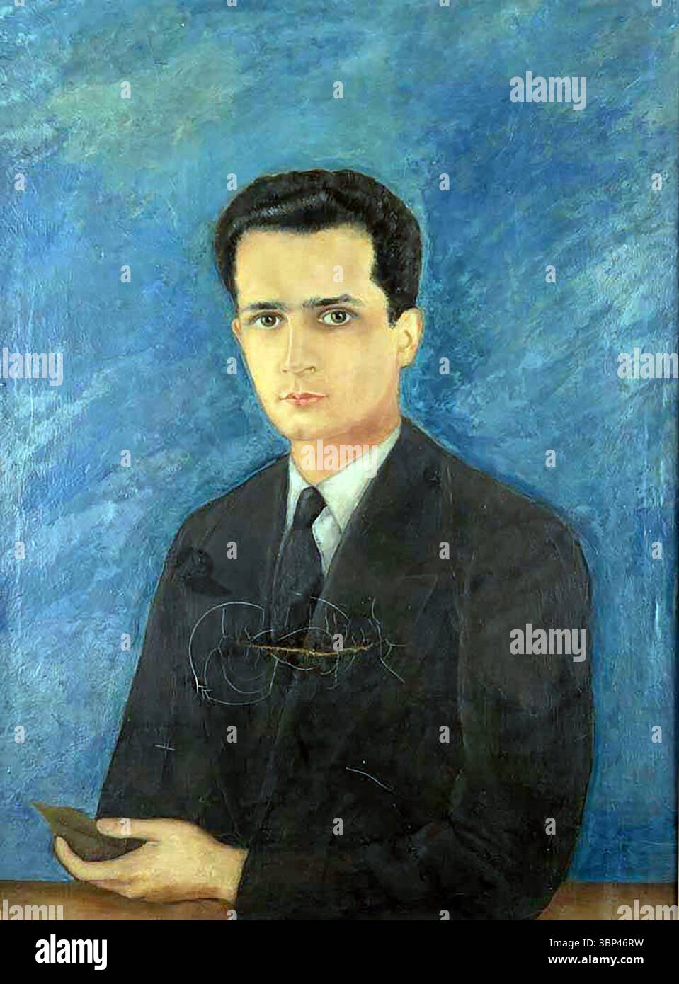 Frida Kahlos Ölgemälde „Portrait of Agust?n Olmedo“ Olmedo war eine Freundin von Kahlo und Mitglied der Gruppe „Cachuchas“. Kahlo selbst verursachte den Schaden, als sie erfuhr, dass Agustin ihr mit den Worten „sie ist nicht einmal einen Cent Wert“ schlecht war. 1927. Stockfoto