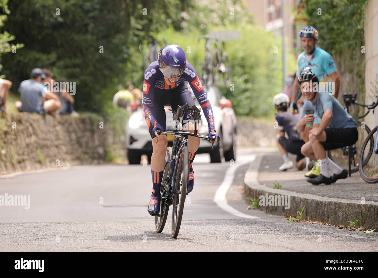 Bergamo, Italien. Juli 2025. GEORGI Pfeiffer während der 1. Etappe der Giro d’Italia Women, Tudor ITT von Bergamo nach Bergamo, Italien Sonntag, 06. Juli 2025. Sport - Radsport . (Foto: Marco Alpozzi/Lapresse) Credit: LaPresse/Alamy Live News Stockfoto