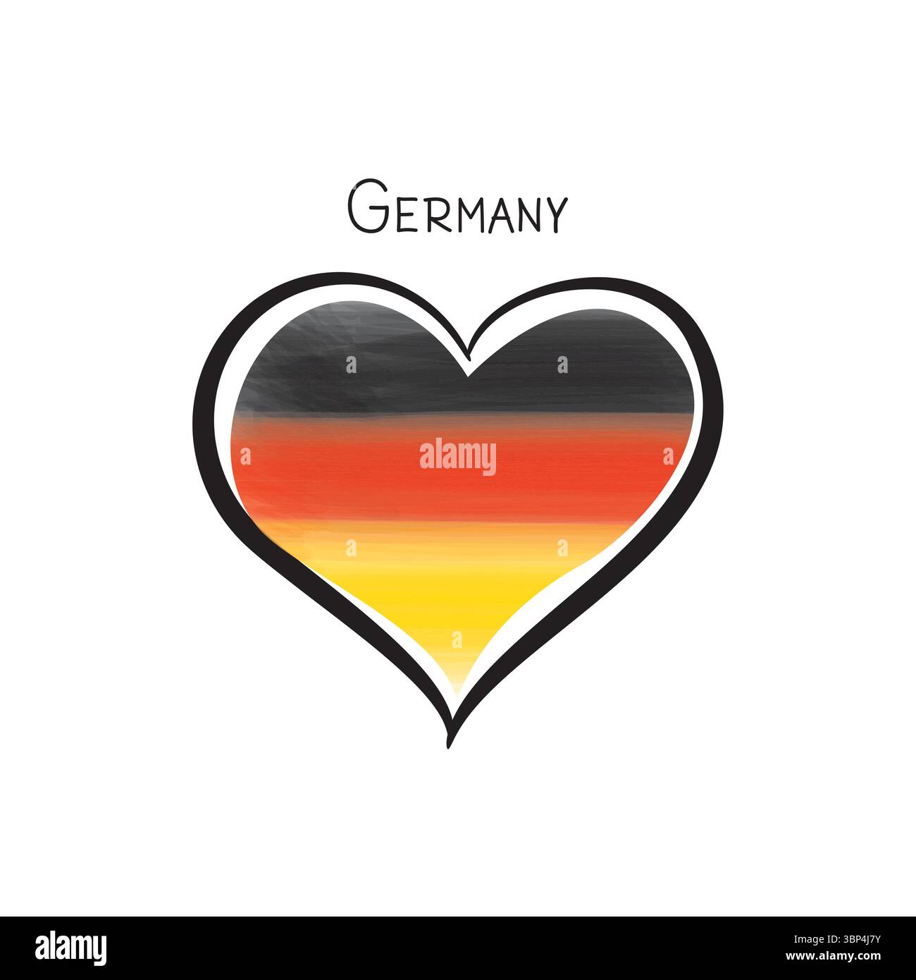 Travel Germany Love Heart Watercolor Draw Icon. Liebe deutsche Flagge Symbol Illustration Stock Vektor