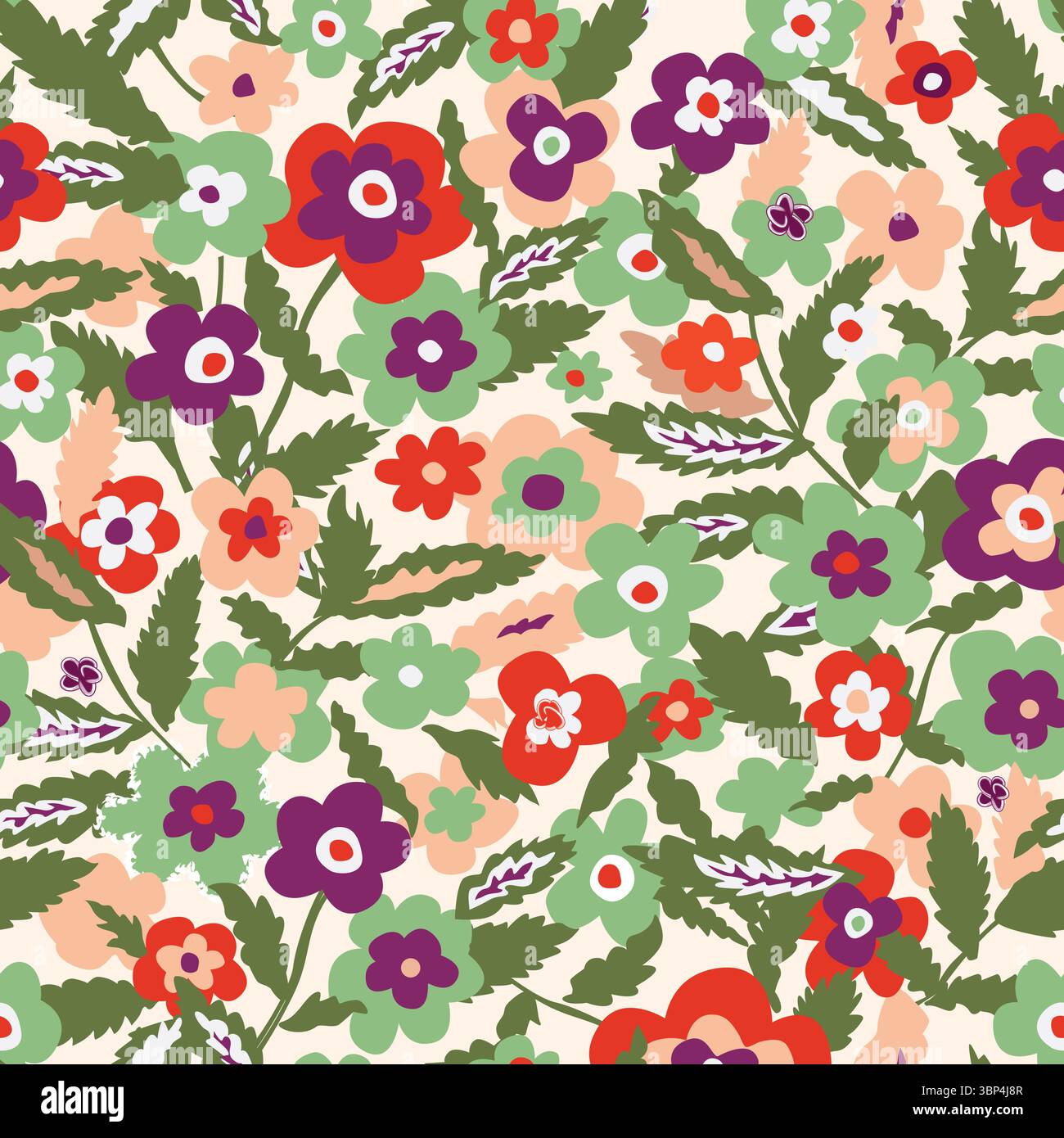 Florale nahtlose Muster. Blume Hintergrund. Im Sommer blühen dekorative Tapeten mit Blumen. Stock Vektor