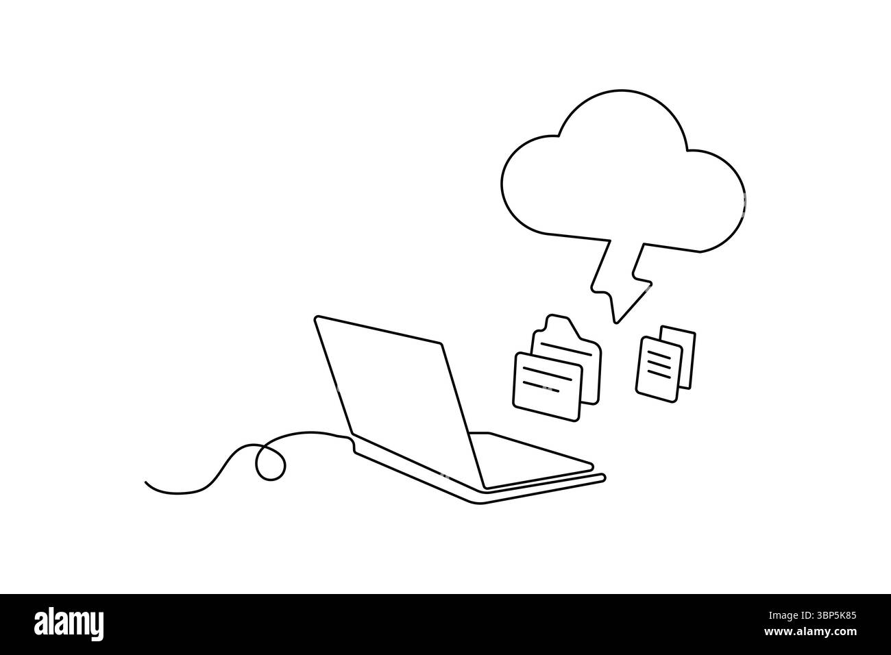 Cloud-Speicher durchgehende einzeilige Zeichnung minimalistisches Umrisssymbol Stock Vektor