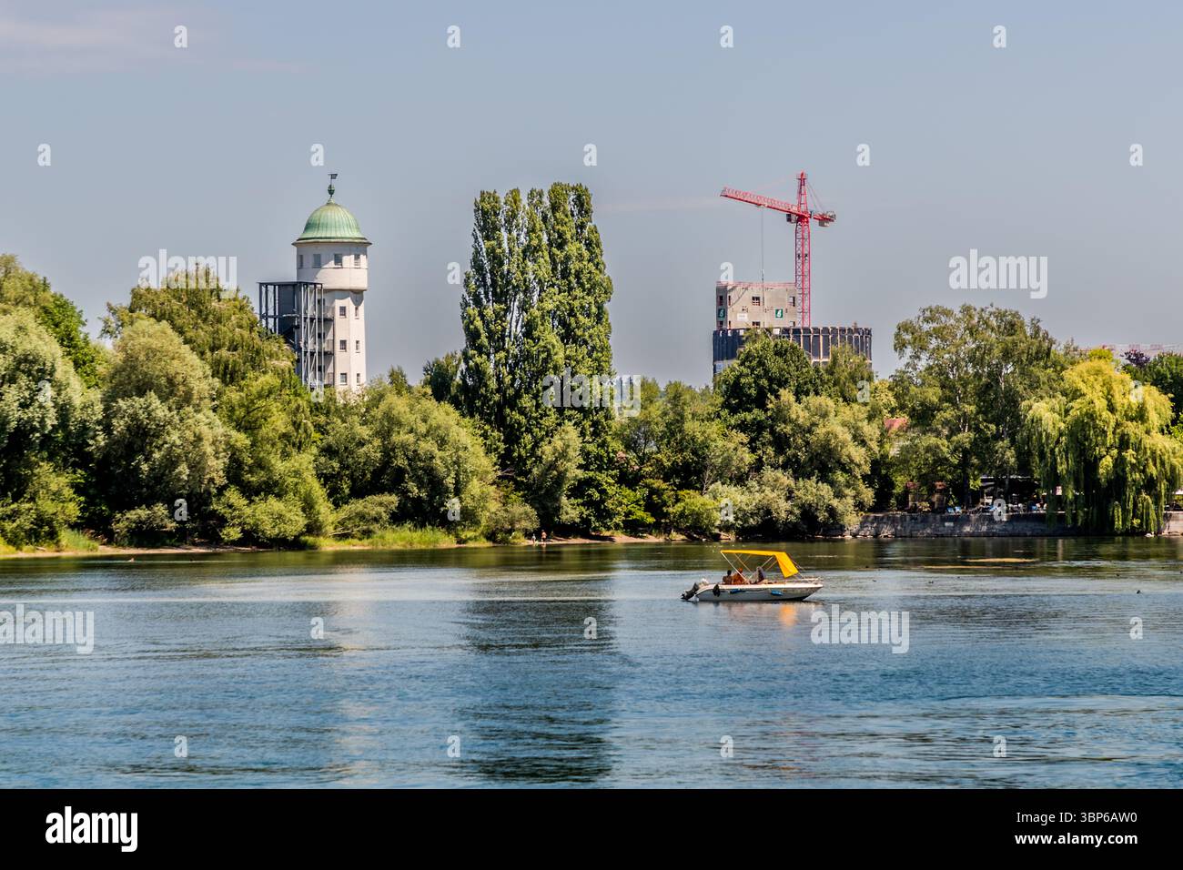 Wasserturm der ehemaligen Fabrik in Stromeyersdorf in Konstanz. Konstanzerstraße, Tägerwilen, Thurgau, Schweiz Stockfoto