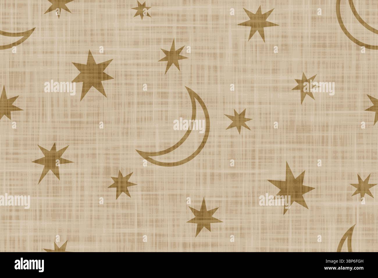 Nahtloses Vintage-Boho-Muster von Mond und Sternen. Babymuster von Mond und Sternen im Retro-Stil. Stockfoto