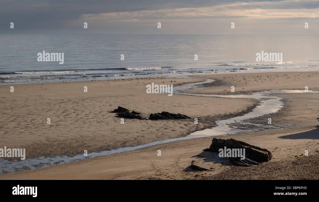 Wunderschöner Sandstrand in der Provinz Lugo, Spanien Stockfoto