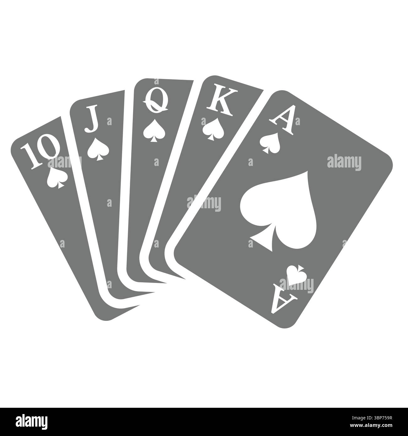 Royal Flush Deck Spielkarten. Poker höhere Hand im Pik-Vektor-Symbol. Stock Vektor Royal Flush Deck Spielkarten. Poker höhere Hand im Pik-Vektor-Symbol. Stock Vektor