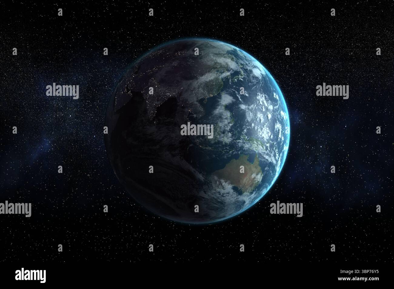 Satellitenansicht der Erde mit Asien Stockfoto