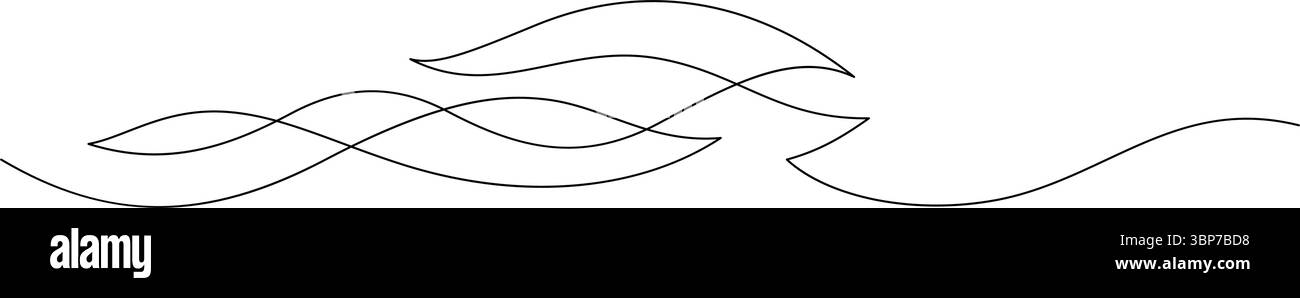 Abstrakte Wellenmuster Kopie Raum dekorativ. Eine Linie zeichnet Kurven, die durchgehend minimalistisch fließend sind Stock Vektor