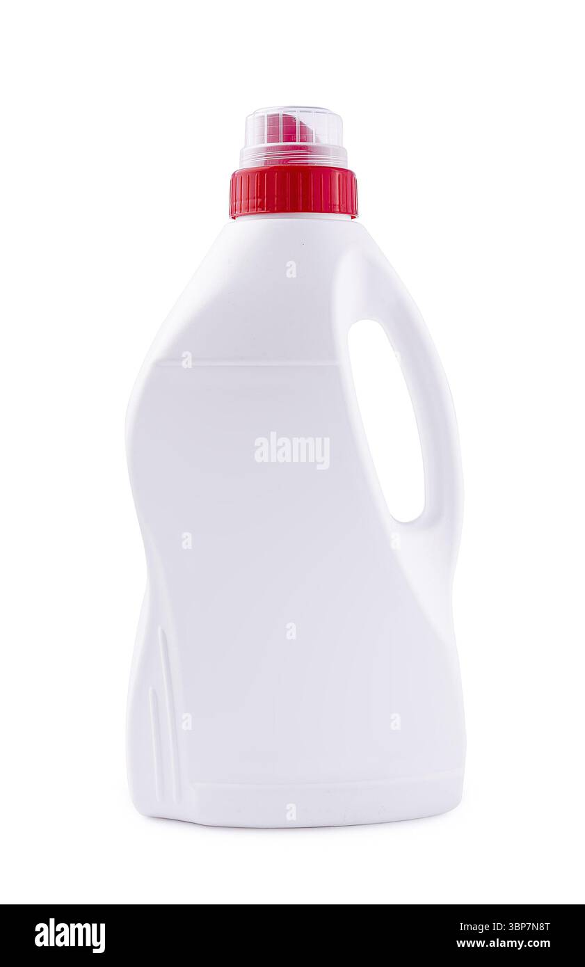 Lebensmittel, Kunststoffflasche mit Griff des Reinigungsprodukts isoliert Stockfoto