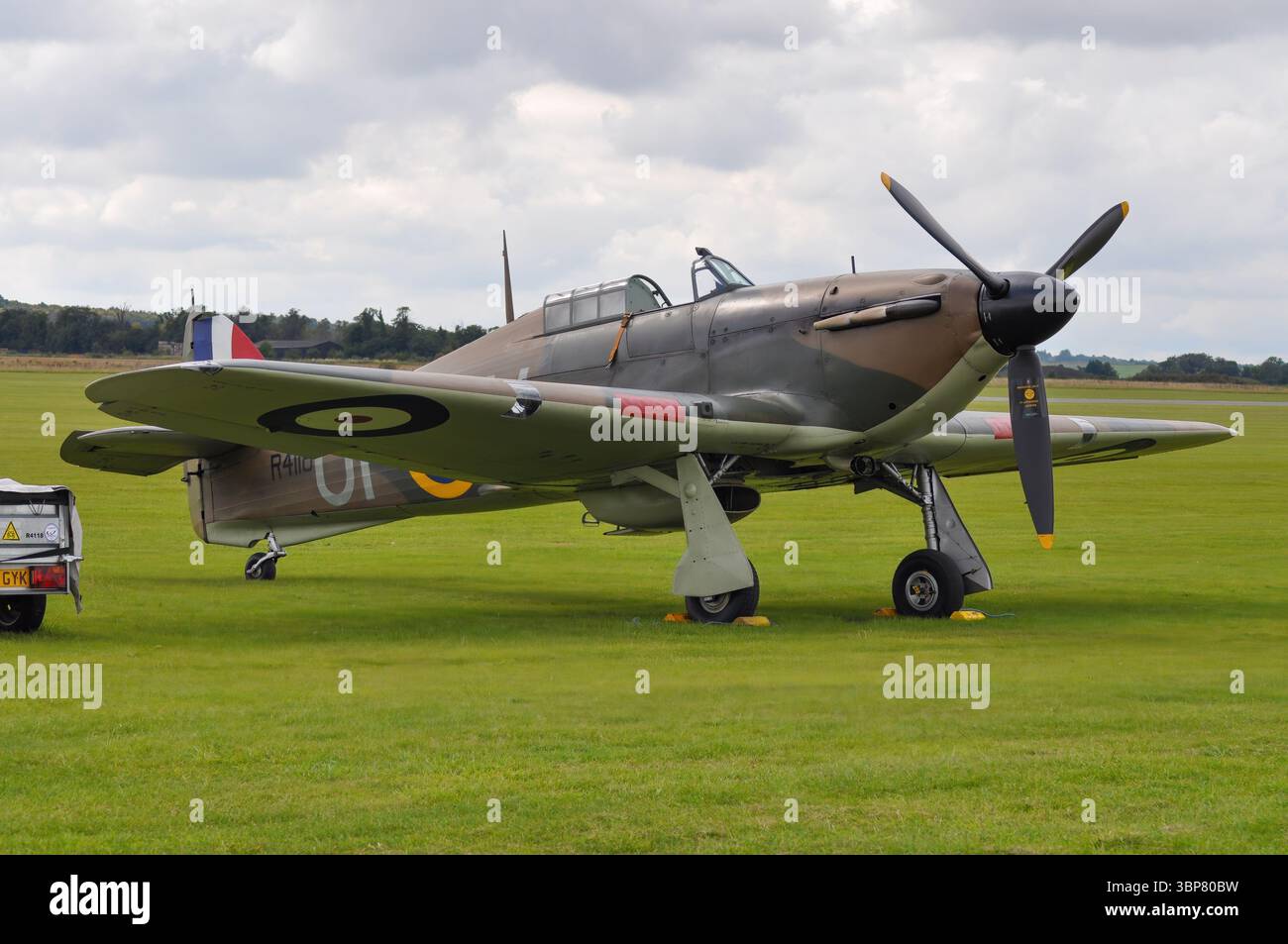 Avión de Combat de la Segunda Guerra Mundial Hawker Hurricane en el Festival aéreo de Duxford, Inglaterra. Warbirds y aviones Históricos. Stockfoto