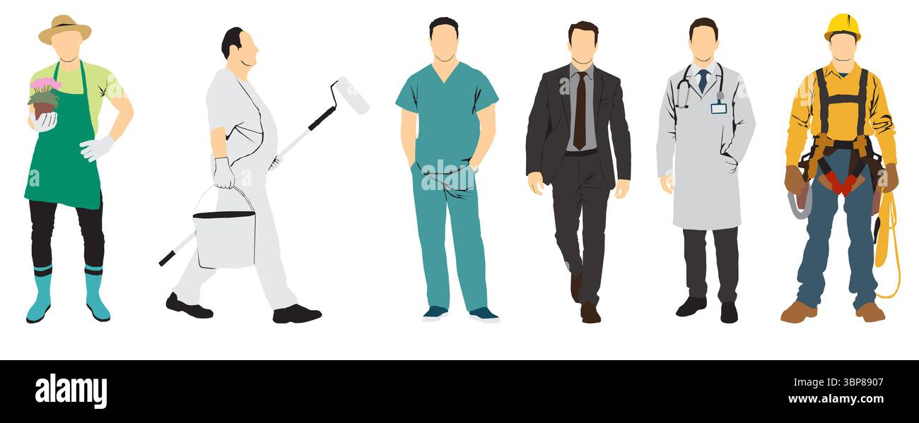 Vektorabbildung verschiedener Berufspersonen Stock Vektor