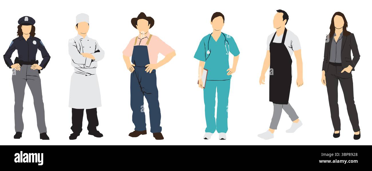 Vektorabbildung verschiedener Berufspersonen Stock Vektor