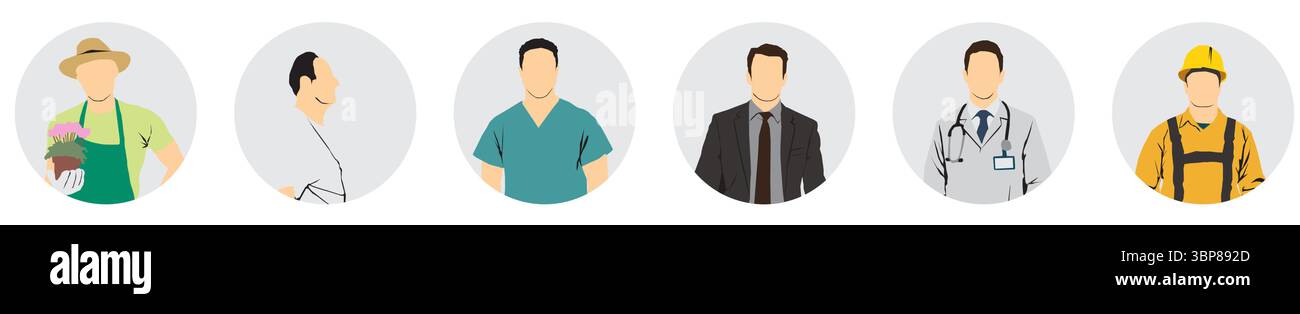 Vektorabbildung verschiedener Berufspersonen Stock Vektor