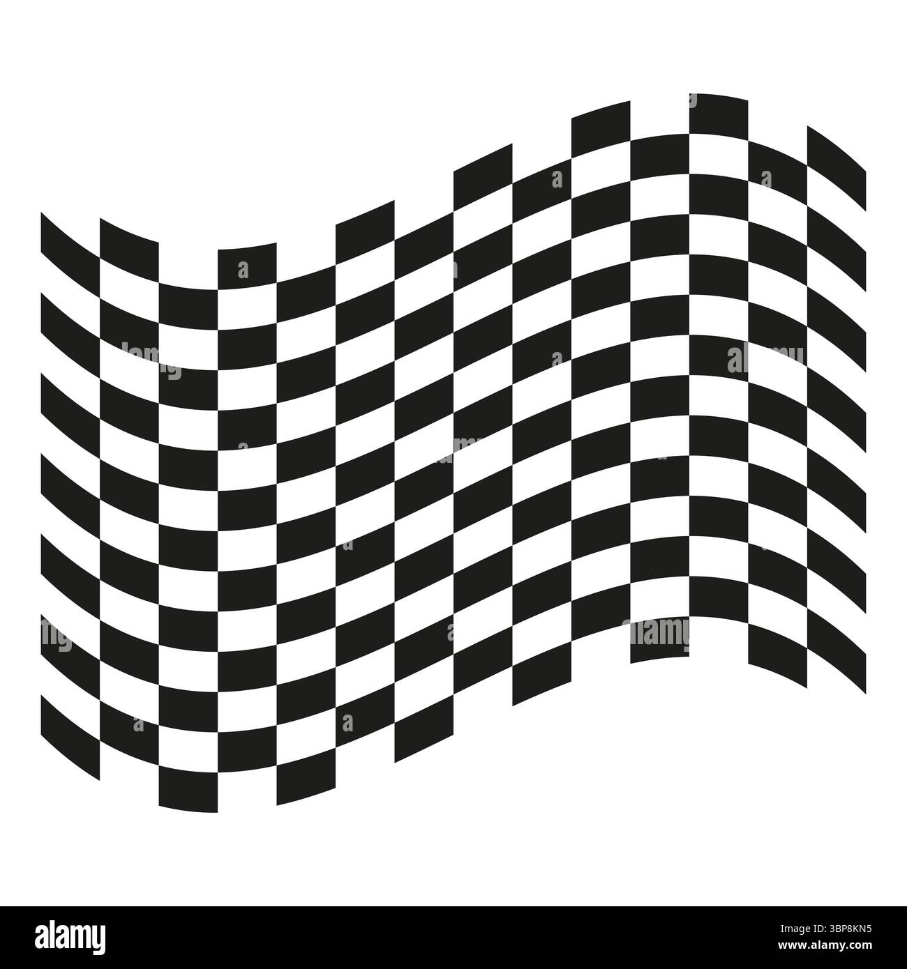 Karierte Rennflagge. Welliges Race-Symbol. Schwarzweißes Muster. Vektor-Ziellinie. Stock Vektor