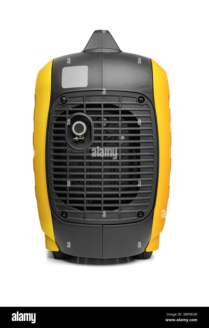 Tragbarer gelber Stromgenerator, isoliert auf weißem Hintergrund Stockfoto