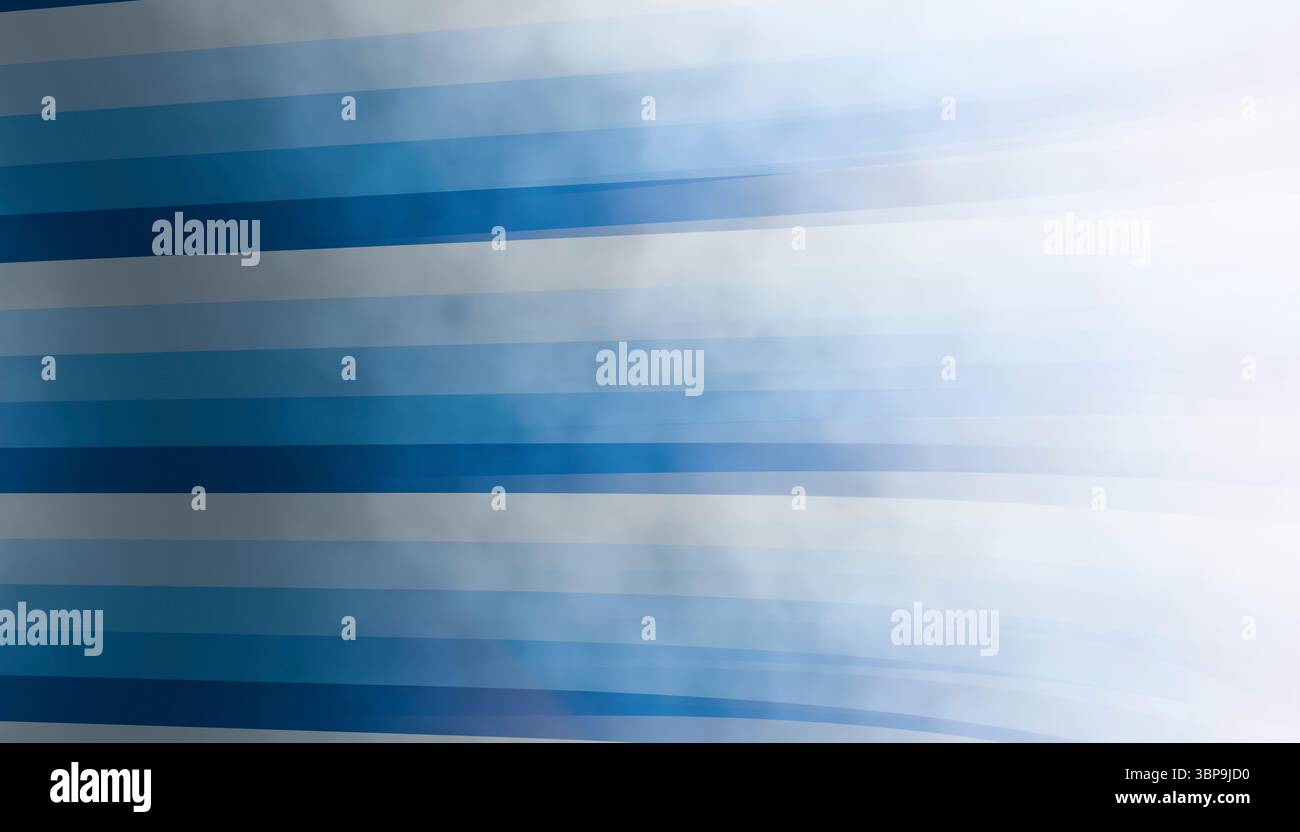 Abstrakte geometrische Muster in gewelltem Blau und weiß bilden ein fließendes, mehrschichtiges Design. 3D-Rendering Stockfoto