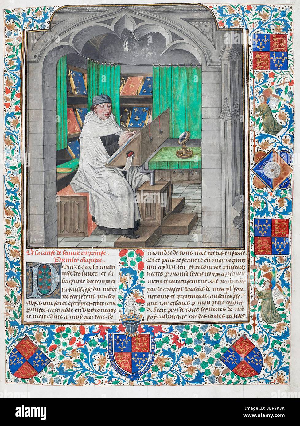 VINCENT VON BEAUVAIS mittelalterlicher französischer Dominikanerbruder, der um 1480 an der Manuskript von Speculum Historiale arbeitete Stockfoto
