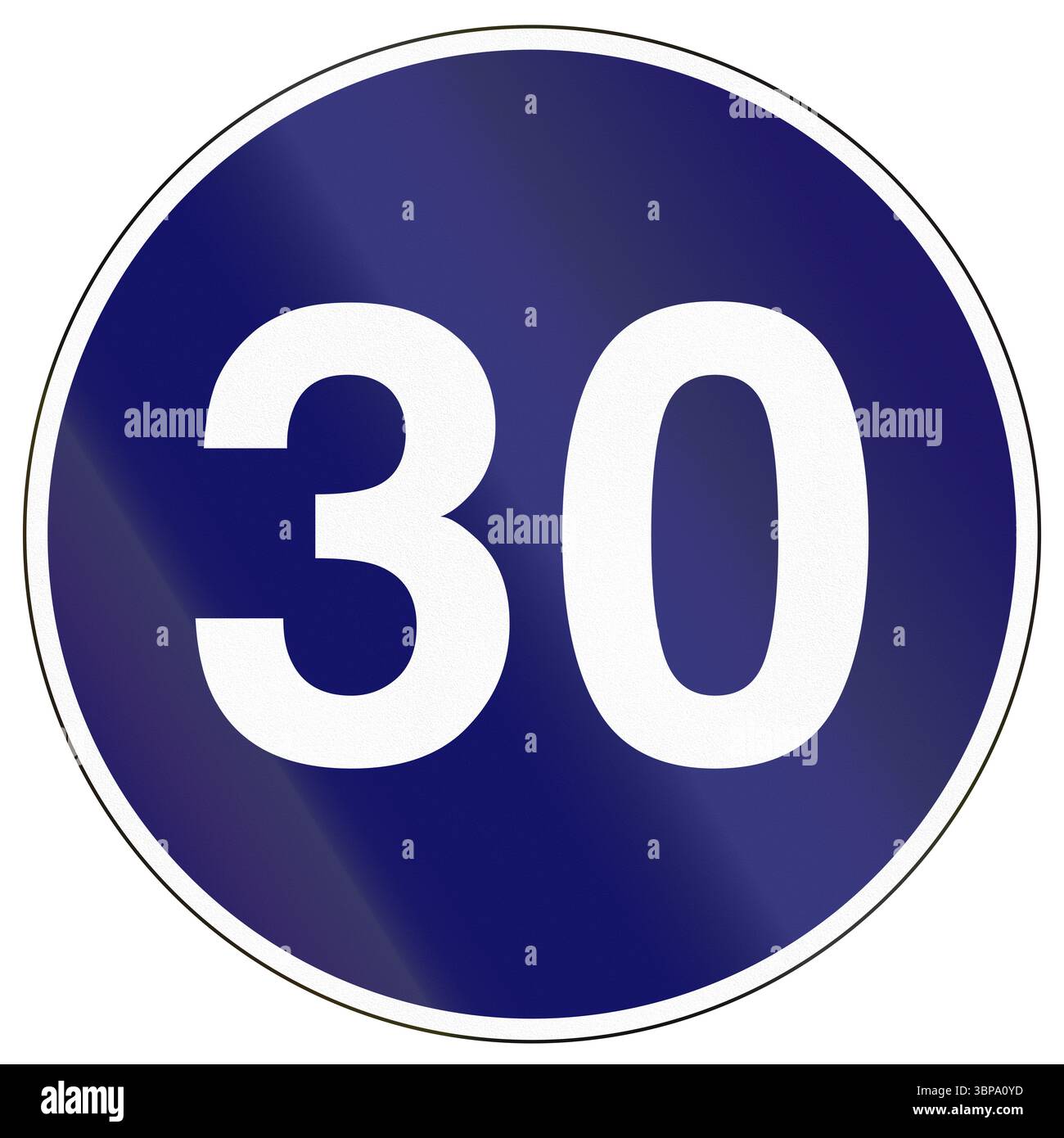 Verkehrsschild in Kambodscha - Mindestgeschwindigkeit 30 km/h. Stockfoto