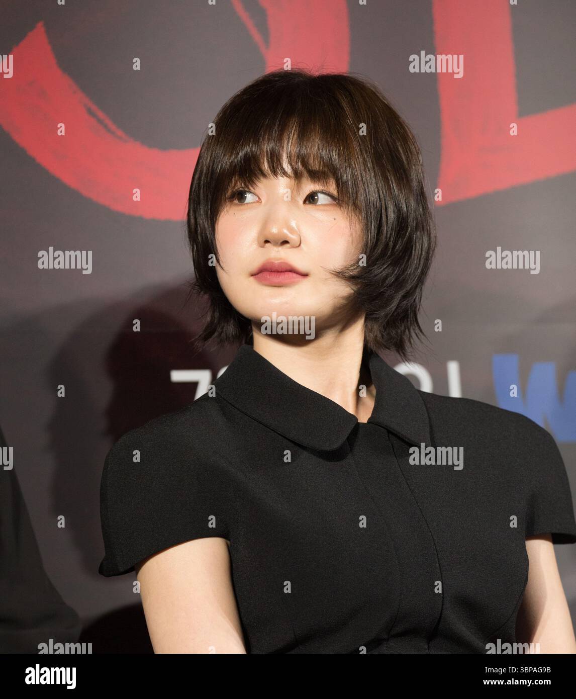 Lee Eun-Saem, 7. Juli 2025: Cast-Mitglied Lee Eun-Saem nimmt an einer Pressekonferenz für den Fantasy-Thriller S Line in Seoul Teil. Die Serie basiert auf einem populären Webtoon von Kkomabi und zeigt eine Welt, in der eine sichtbare rote Linie, die S-Linie, über den Köpfen der Menschen erscheint und sie mit denen verbindet, mit denen sie physische Beziehungen hatten. Die sechsteilige Serie wird am 11. Juli auf der koreanischen Streaming-Plattform Wavve Premiere haben. Quelle: Lee Jae-won/AFLO/Alamy Live News Stockfoto