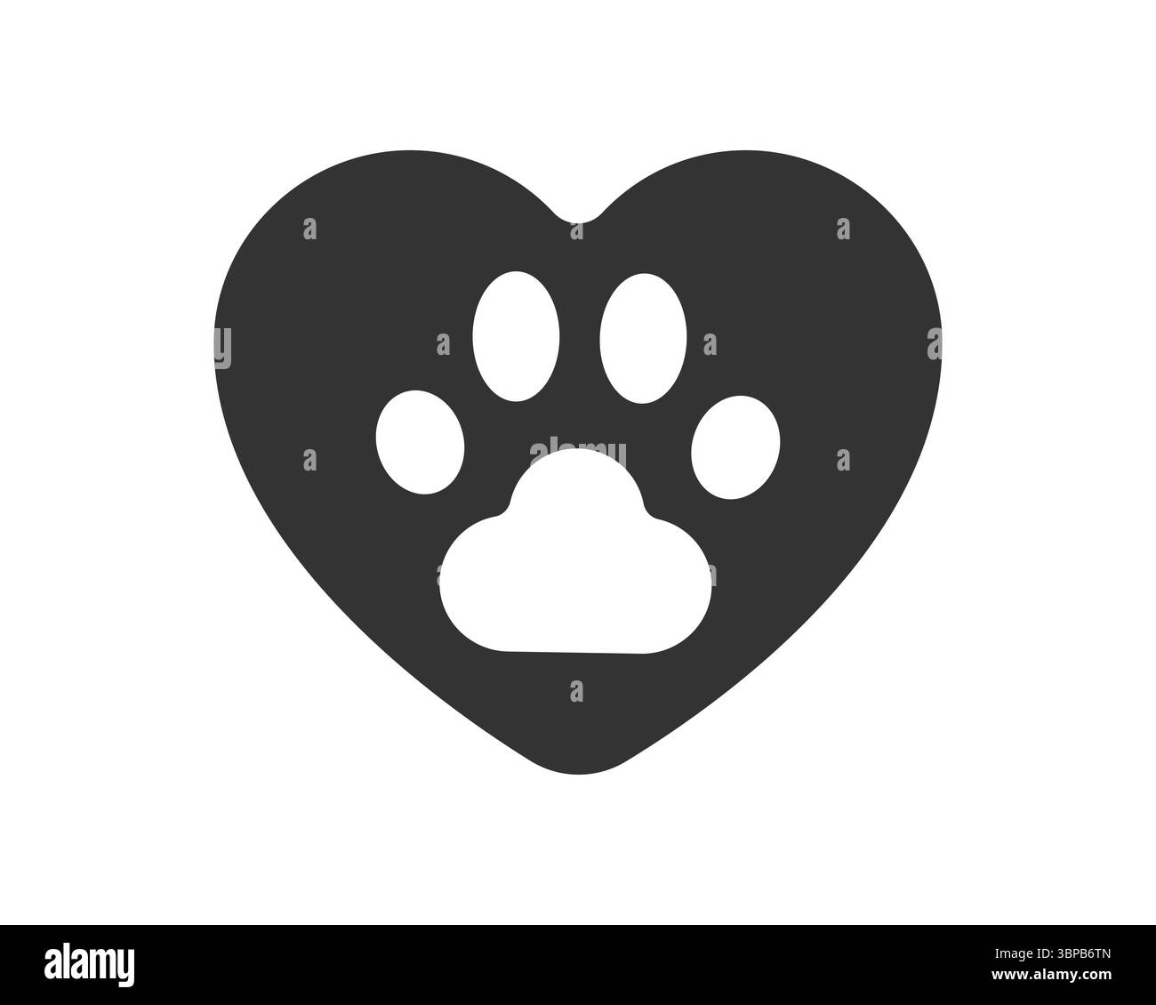 Herzerwärmende Vektorgrafik mit einem Pfotenmuster in einem Herzen, das die Liebe zu Haustieren symbolisiert. Verwendung für Tierschutz, Veterinärdienste, Haustieradoption oder HE Stock Vektor