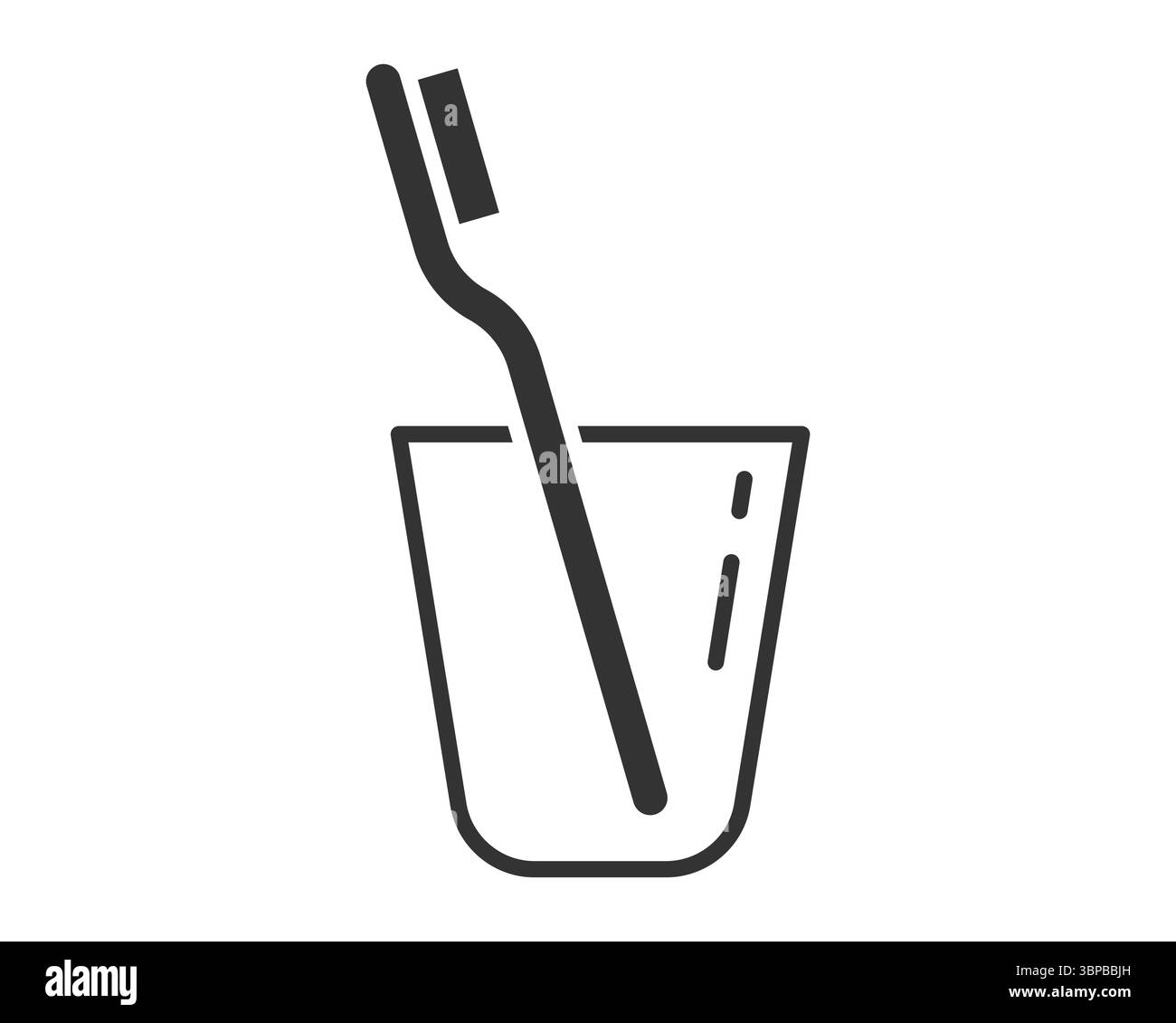 Eine einfache, minimalistische Grafik einer Zahnbürste im Glas. Es steht für Hygiene, Mundpflege und morgendliche Routine. Perfekt für Gesundheit und Wellness Websit Stock Vektor
