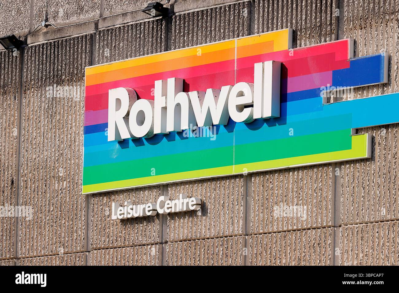 Schild Rothwell Leisure Centre Stockfoto