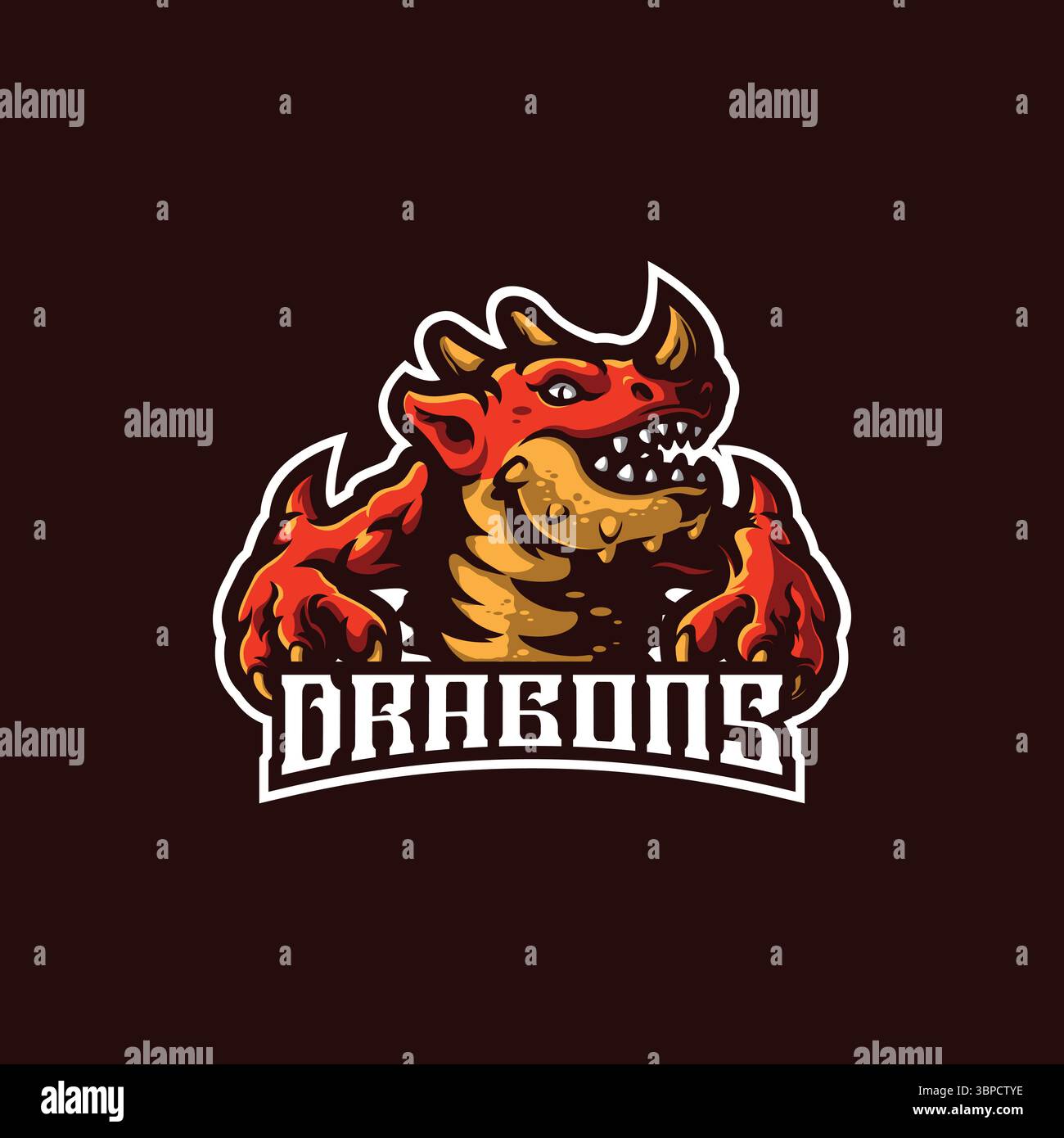 dragon Mascot Logo Design Vektor mit Konzept Stil für Abzeichen, Emblem und T-Shirt Druck. Stock Vektor