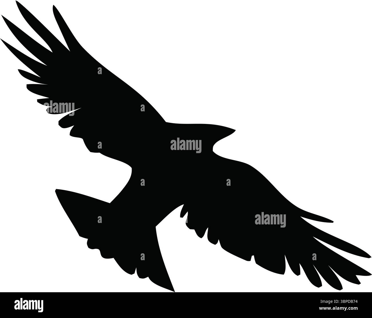 Fliegende Vogel Silhouette Vektor, Schwarze Krähe Raven Clipart, Isoliertes Tier, Natur Wildlife Illustration, Spread Wings, Einfache Umrisse, Modernes Design Stock Vektor