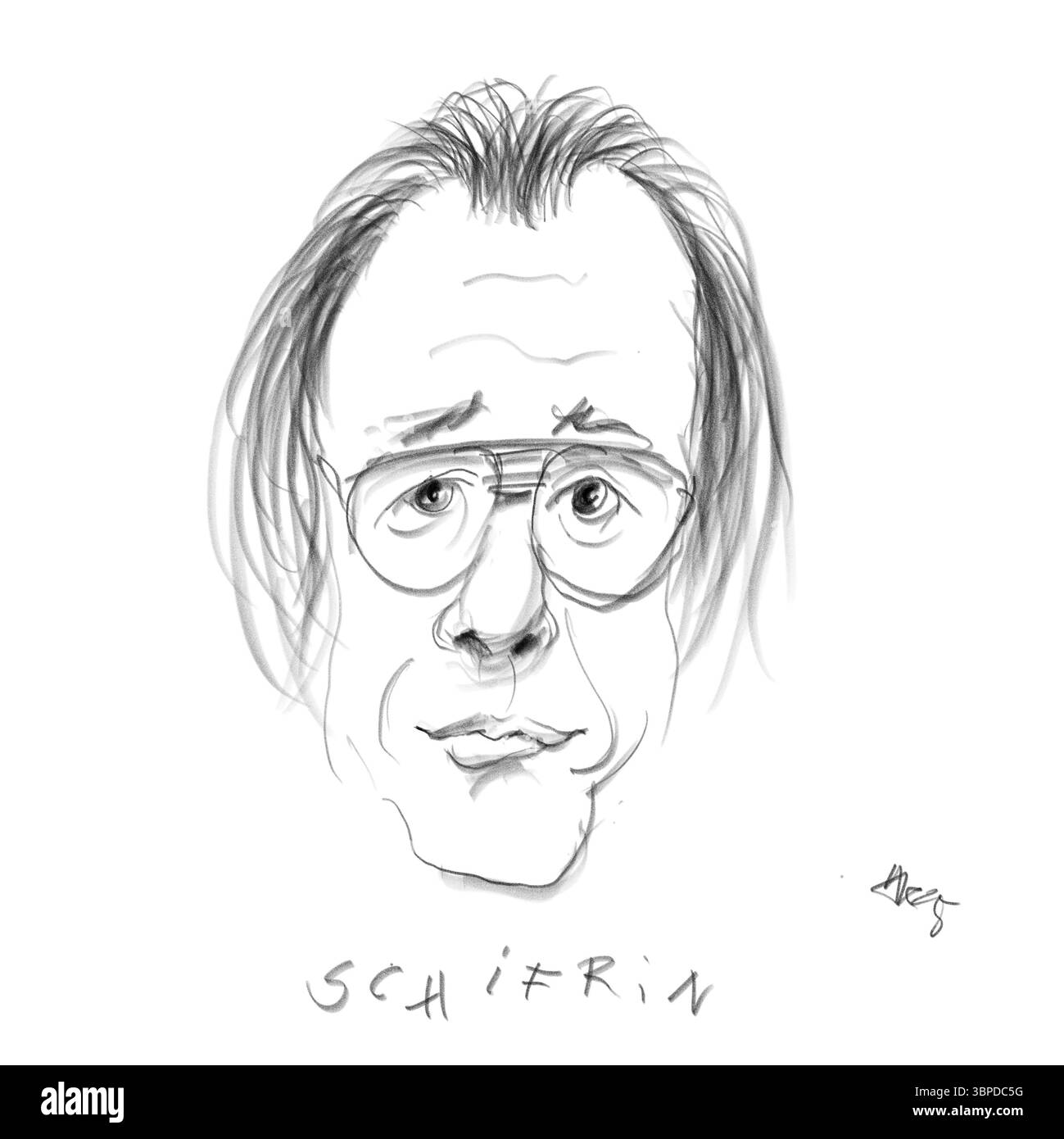 Bleistiftporträt von Lalo Schifrin Stockfoto