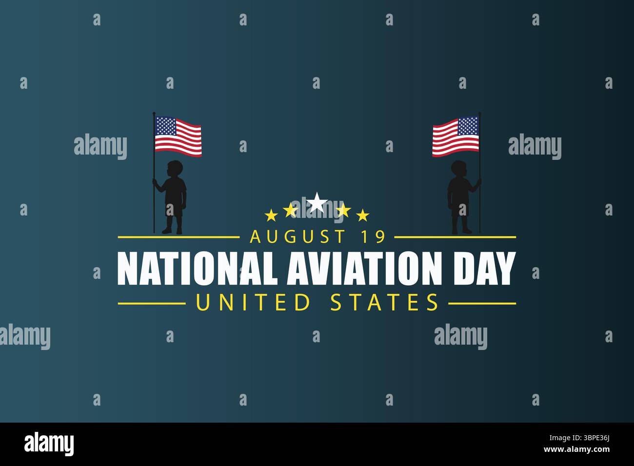 Luftfahrt-Tag-Poster mit zwei Soldaten und Flaggen Stock Vektor