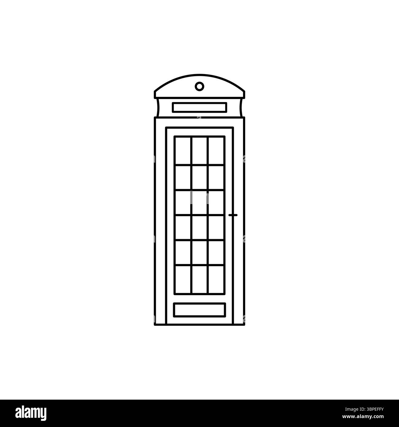 Umrissdarstellung einer klassischen Telefonkabine, ideal für Vintage- und Kommunikationsthemen. Stock Vektor