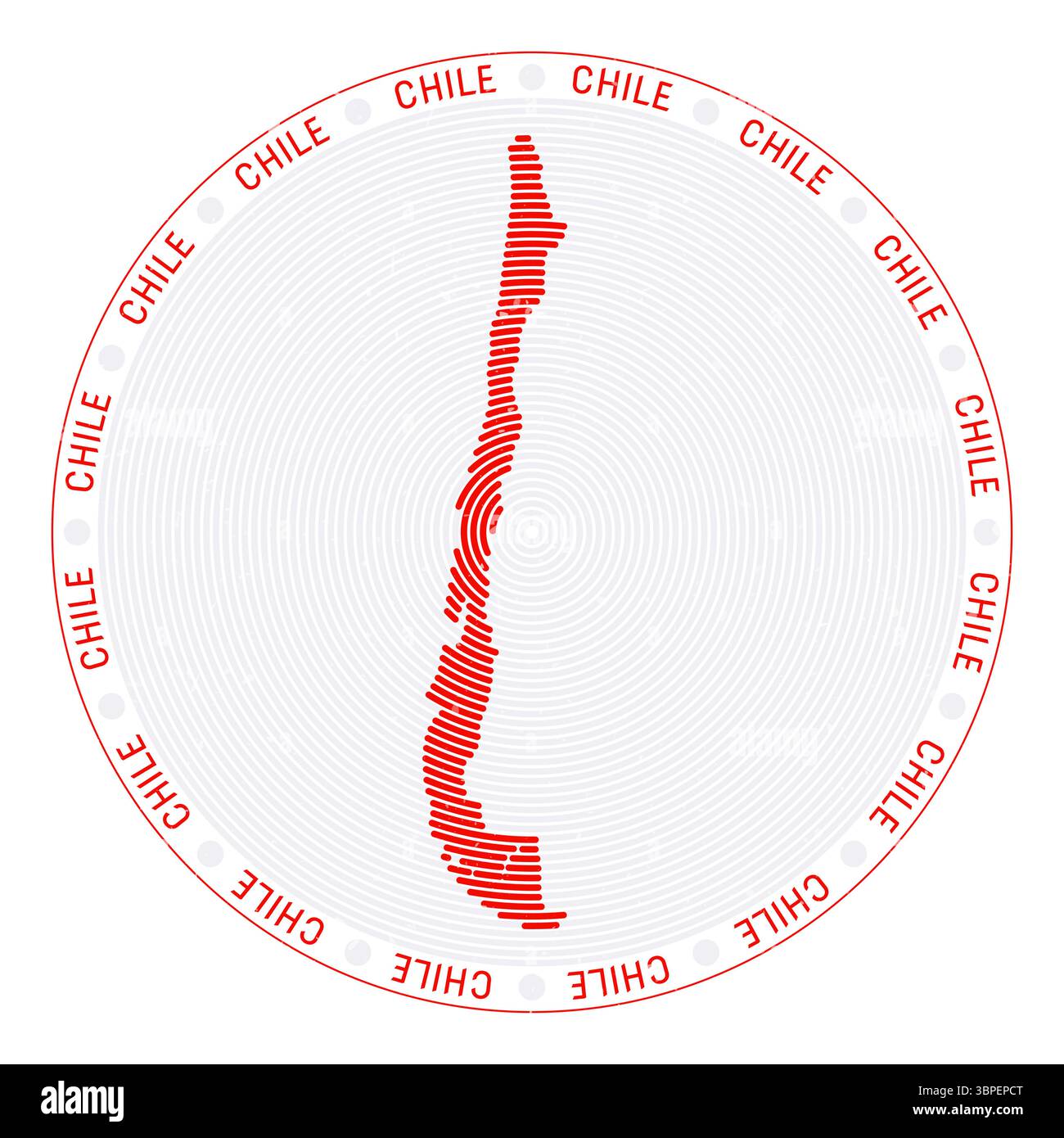 Chile bildet Radialbögen. Symbol für das Land. Poster mit Chile-Logo. Bezaubernde Vektor-Illustration. Stock Vektor