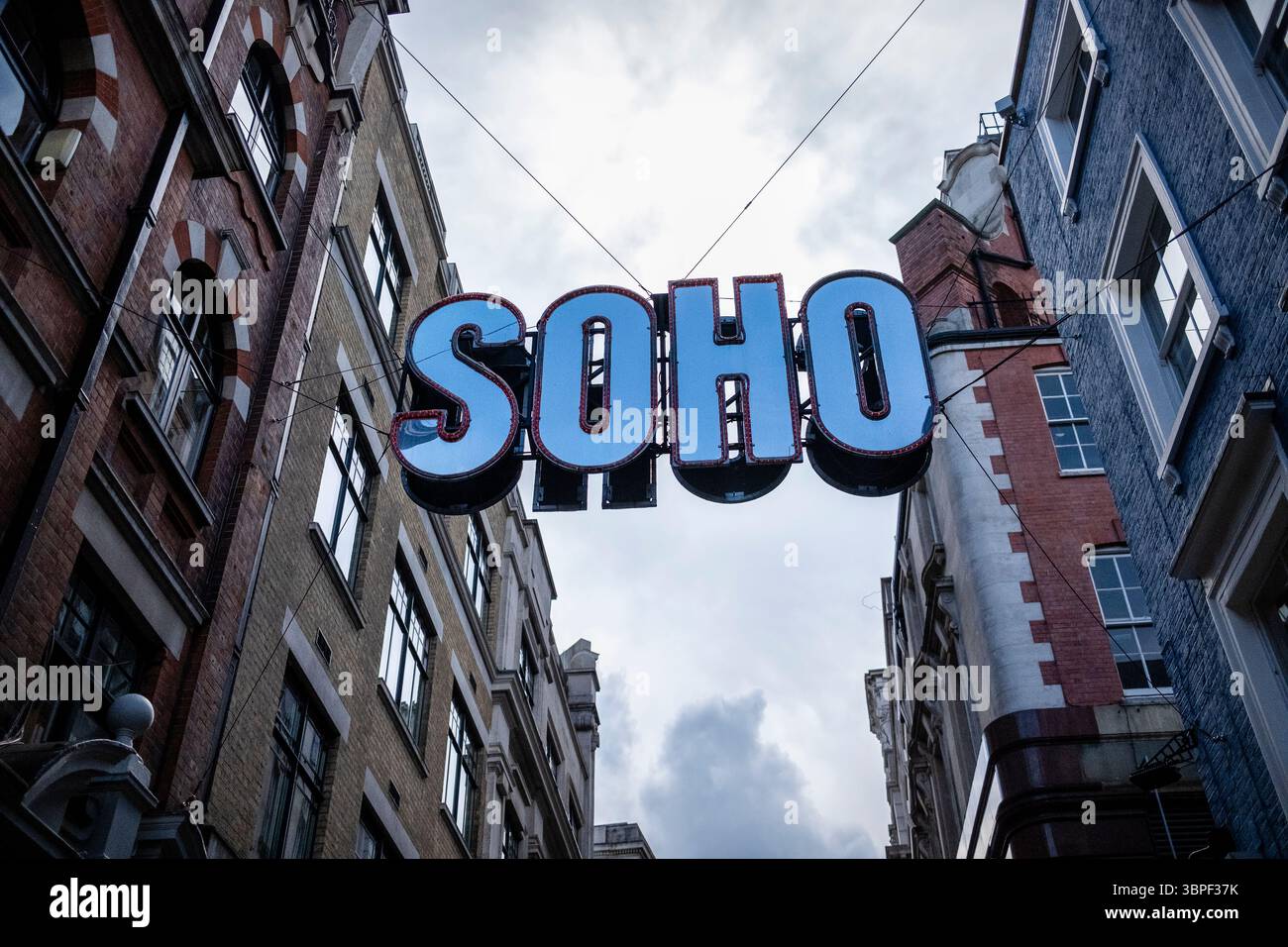 Beschilderung in der Beak Street, Soho, Beschilderung Stockfoto