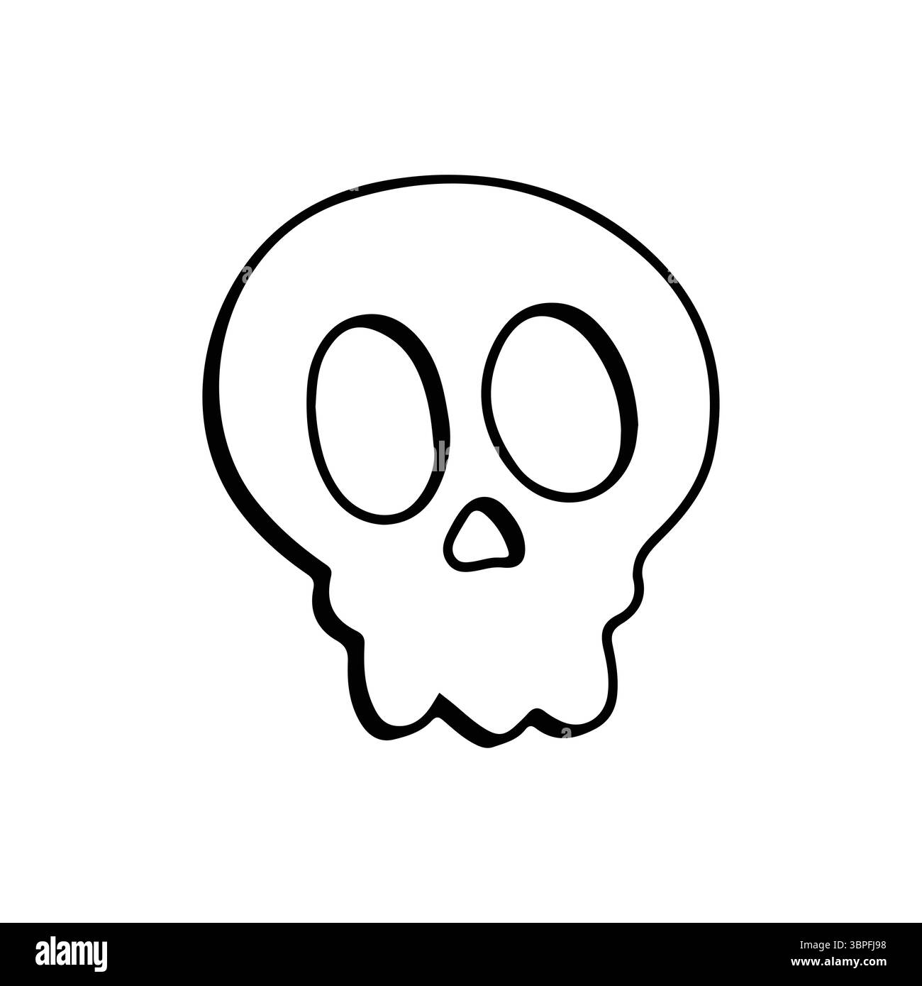 Eine gruselige Skull-Umrisse in Cartoon-Designs, perfekt für Halloween, Piraten oder trendige Motive. Stock Vektor