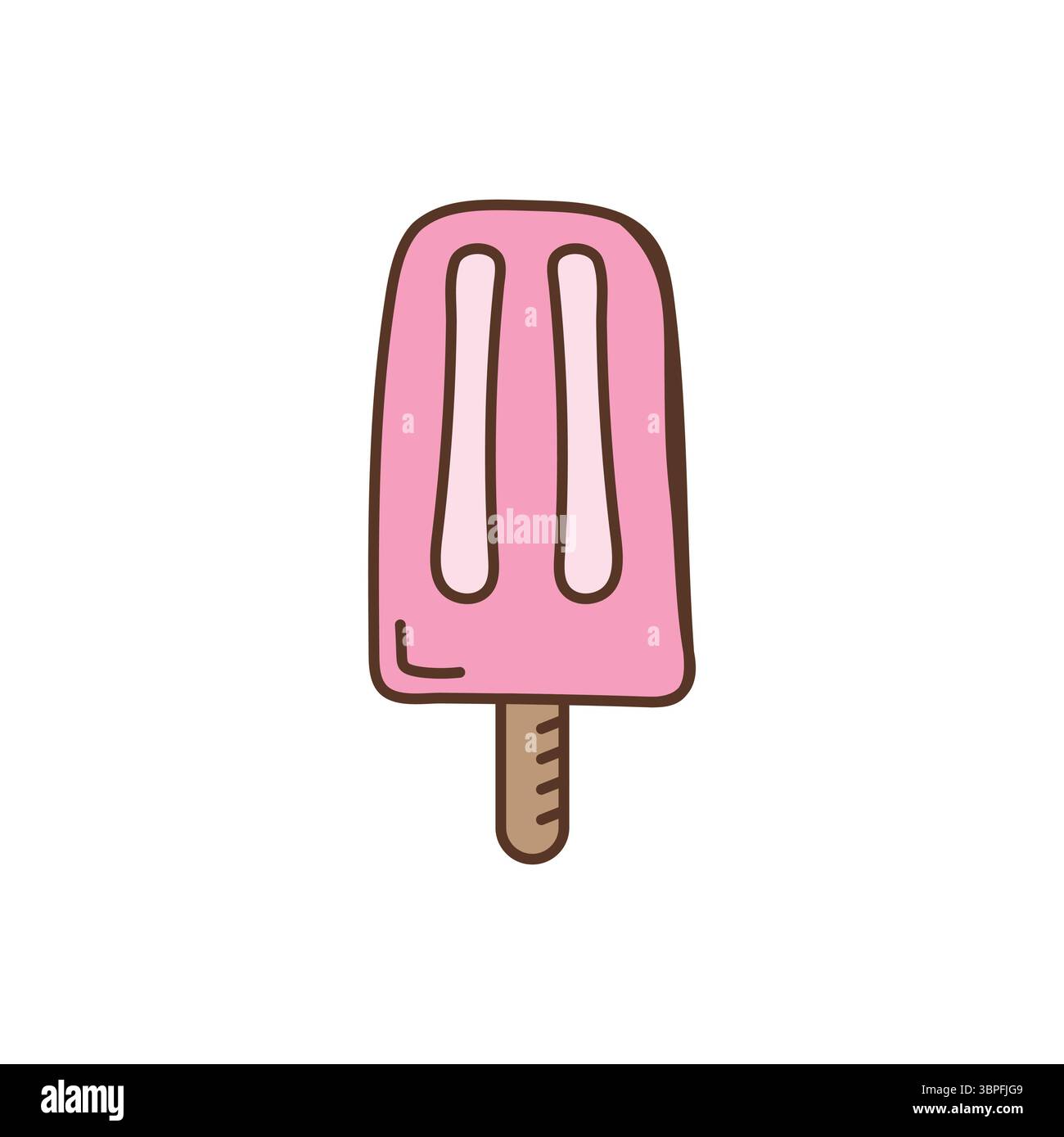 Ein entzückendes rosafarbenes Cartoon-Eis, perfekt, um Ihren Sommermotiven einen Hauch von Süße zu verleihen. Stock Vektor