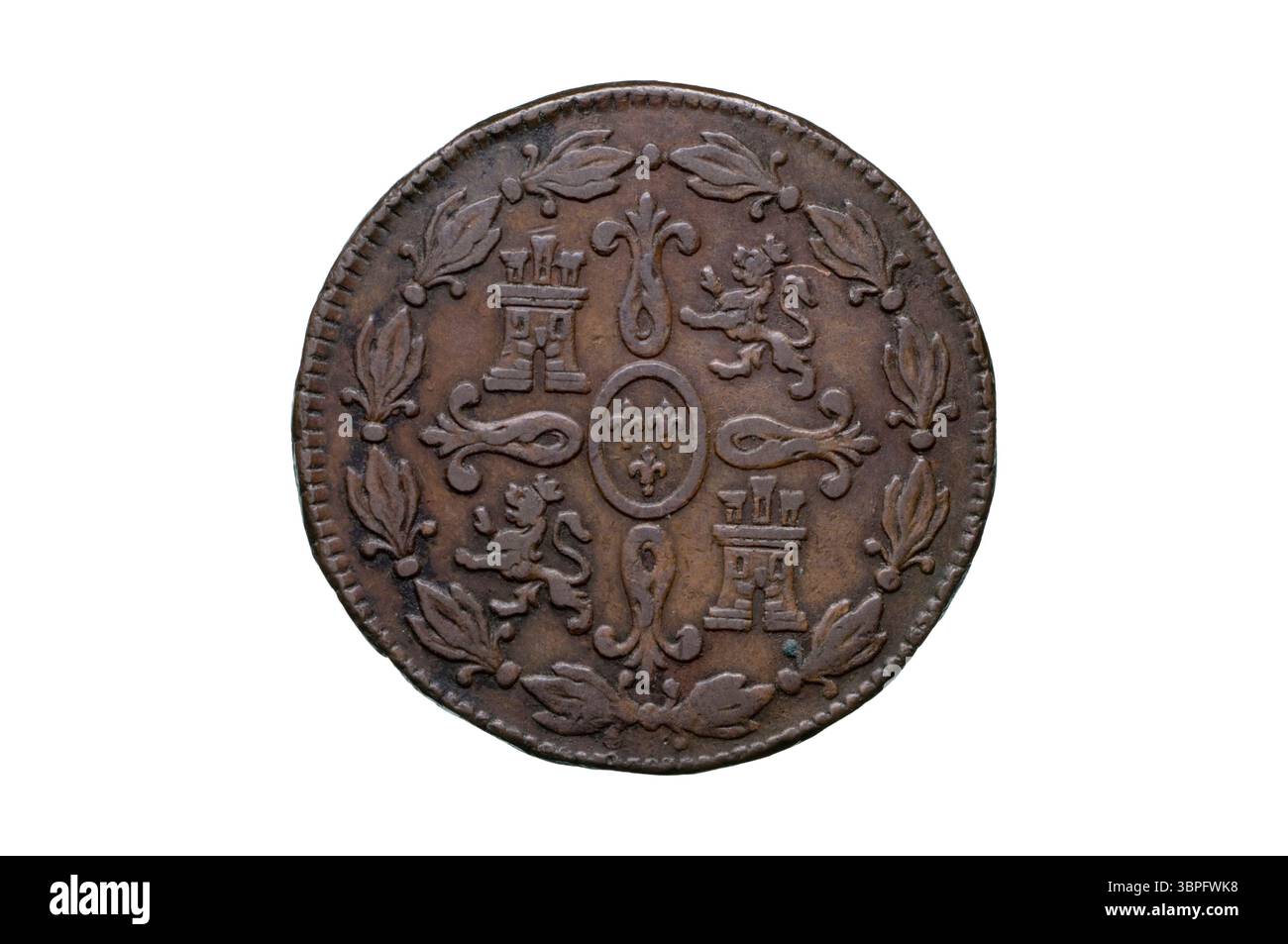 4 Maravedis-Münze von König Karl III. Von Spanien. Stockfoto